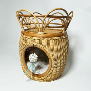 Casa para gatos de ratán tejida a mano, cueva para dormir para gatitos en interiores, camas para mascotas de calidad premium, casas para perros. - Product Image 5