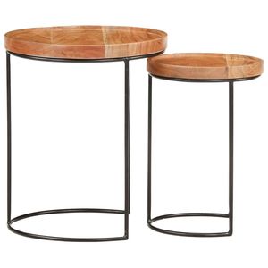 Mesa de centro pequeña y mediana de madera maciza de acacia en color marrón y negro - Product Image 3