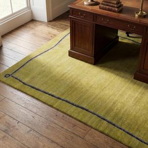 Modern Olive Green Hand Knotted Wool Area Rug Minimalist Border Design Handmade Carpet for Living Room Bedroom Decor - Product Image 5