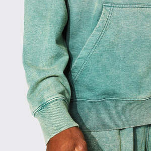 Sudadera con capucha personalizada con diseño en la etiqueta del capucha, aplique pintado a mano, lavado ácido, con cremallera, sudaderas para hombre - Product Image 3