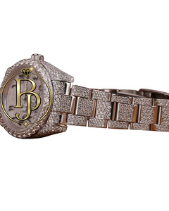 Montre-bracelet de luxe en quartz avec cadran à chiffres arabes, aiguilles métalliques, lunette sertie de pierres précieuses, bracelet en acier inoxydable, résistante à l'eau - Product Image 2