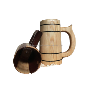 Chope à bière en bois faite à la main, écologique, durable, tasse en bois sculpté, chope à boire en bois naturel rustique, bière, café, thé, style rustique - Product Image 2