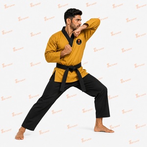 Uniforme de Taekwondo Premium Dobok en Coton et Polyester Respirant, Tenue d'Entraînement Légère et Durable, Col en V, Logo Personnalisé, OEM - Product Image 2