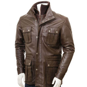 Chaqueta de Cuero con Cierre y Cuello Alto, Diseño Personalizado de Alta Calidad, Impermeable, Transpirable, Cálida para Invierno, Estilo Urbano para Hombre - Product Image 1