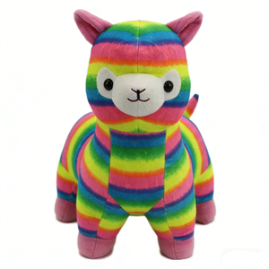 Peluche de alpaca arcoíris, peluche de llama a rayas, juguete de llama arcoíris colorido, peluche de alpaca, muñeco de animal arcoíris - Product Image 1