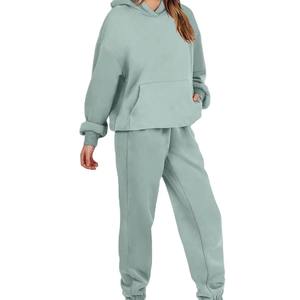 Custom 2 Piece Set Tracksuit Women Long Sleeve <b>Zipper</b> Hooded <b>Jacket</b> Top Autumn Winter Sweatpants Jogging Suit - Product Image 5