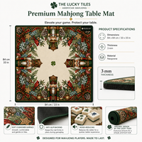 Nouveau Tapis de Mahjong Américain 2026, 33x33 Pouces, Néoprène 3mm, Imprimé Casse-Noisette de Noël, Tapis de Jeu Pliable Moderne Personnalisé