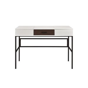 Scrivania Verster con Finitura Naturale e Nera, Porta USB, Moderna Postazione per Computer - Product Image 6
