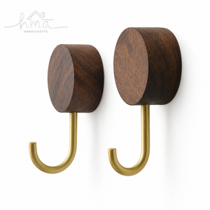 Solid Brass Wooden Wall Hook Walnut Wood Base Brushed Gold Finish Heavy Duty <b>Coat</b> <b>Robe</b> Towel Hat Bag Holder Wall Mounted Hook - Product Image 1