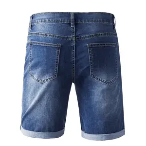 Fashion Regular Fit Straight Short <b>Jeans</b> Washed Denim Distressed Technics Breathable Mid Waist Casual <b>Men</b> 100% Cotton - Product Image 6