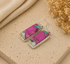 Boucles d'oreilles en coton doux, clous d'oreilles en argent, bijoux faits à la main, style bohème sud-ouest, bijoux d'été pour femme, cadeau - Product Image 3