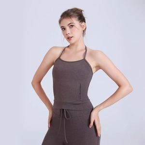 Débardeur Femme Sans Manches avec Soutien-Gorge Intégré, Col Rond, Dos Nageur, Rembourré, Tricoté, Respirant, Anti-Boulochage, Décontracté, Écologique - Product Image 1