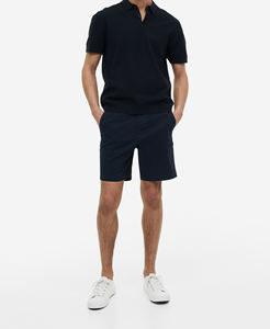 Nouvelle Tendance Short en Jean Bleu Uni Longueur Genou Coupe Slim avec Logo Effet Usé et Fermeture Éclair pour Homme - Product Image 6