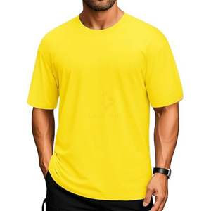 T-shirt Jaune Homme à Épaules Tombantes, Coupe Ample en Mélange de Coton Uni, Fabricant d'Étiquettes Personnalisées - Product Image 1