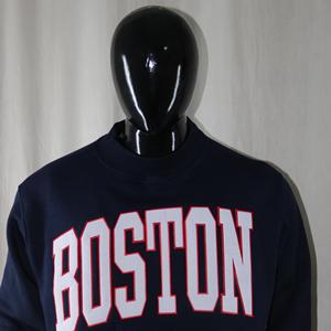 Sweat-shirt à capuche bleu marine BOSTON avec broderie appliquée blanche 100% coton Hiver URBAN PRODUCTIONS - Product Image 2