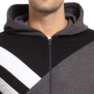 Fashion Winter Embroidered Zipper Hooded Sweater Long Sleeve Solid Color Cotton Polyester Hoodies for Men Polyester Fleece - Product Image 5