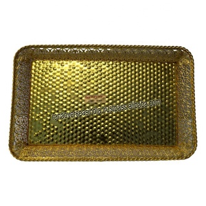 Bandeja rectangular de lujo chapada en oro de estilo europeo, bandeja de servicio de hierro de Metal para hoteles, decoración del hogar - Product Image 3