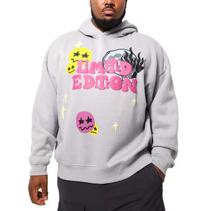 Felpa con cappuccio oversize grigia da uomo con logo frontale Make IT Happen Back Design stile streetwear vestibilità regolare - Product Image 1