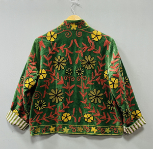 Suzani Velvet Floral Hand Embroidered Luxurious Jackets With Floral Design t Bomber Jacket Unisex All Seasons - Product Image 3