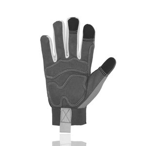 Gants de travail en cuir pour la construction industrielle avec logo personnalisé, gants de sécurité mécaniques flexibles compatibles avec les écrans tactiles - Product Image 4