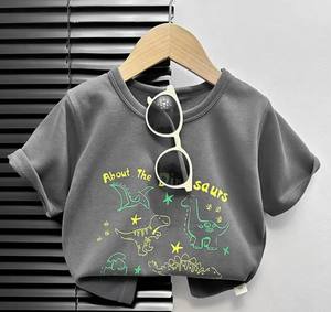 Camiseta Infantil Nueva para Niños y Niñas, Verano, Manga Corta, Cuello Redondo, 100% Algodón, Anti-Encogimiento - Product Image 6