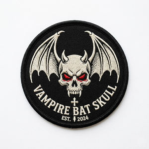 Parche Termoadhesivo Bordado de Murciélago Vampiro con Daga, Gótico, con Goteo de Sangre y Espada, Insignia Redonda, Venta al por Mayor, Logotipo Personalizado para Ropa y Bolsos - Product Image 6