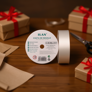 Cinta de Regalo Ilan de 2.8 cm x 25 yardas, Blanca, para Empaque - Product Image 3
