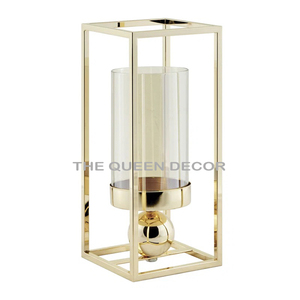 Porte-bougie Hurricane Votive, forme géométrique, en aluminium doré avec verre, décoration pour la maison, pour mariage et autres occasions - Product Image 6