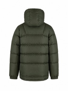 Veste matelassée à capuche pour homme, vert foncé, coupe-vent, rembourrée de duvet, manteau d'hiver décontracté, longueur normale, fermeture à boutons, 100% polyester - Product Image 2