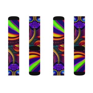 Chaussettes de sport colorées à motifs psychédéliques, impression par transfert thermique, respirantes, séchage rapide, chaussettes d'été pour adultes en polyester/nylon - Product Image 3