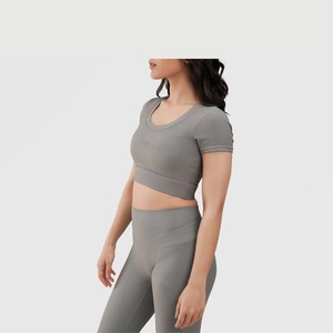 Camiseta Deportiva Corta Personalizada al por Mayor para Mujer, con Logotipo Personalizado, Cuello Redondo, Manga Corta, Elástica, Transpirable, Talla Grande, para Yoga, Gimnasio, Ejercicio Físico - Product Image 2