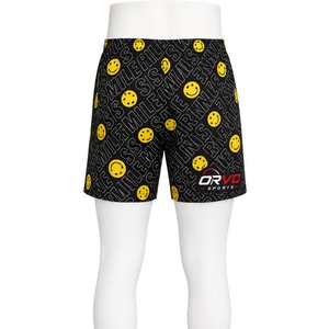 ORVO Men's Heat-Transfer Printed Elastic Waist Sport <b>Shorts</b> Quick Dry Drawstring Mid Waist <b>Black</b> Polyester <b>Beach</b> Style 180g - Product Image 4