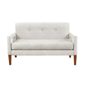 Set di Divano a Due Posti Moderno in Ciniglia Beige con Sedie Imbottite, Molle Insacchettate e Gambe in Legno Massello per Arredamento Soggiorno - Product Image 4