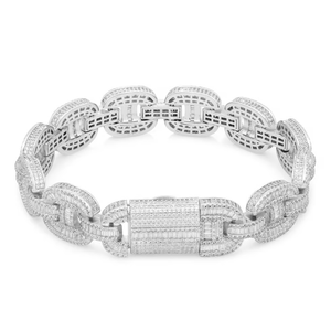 Pulsera de Cadena con Eslabones de Plata 925 de Lujo, Chapada en Rodio, con Moissanita de Corte Corazón, Diseño Geométrico, Estilo Hip Hop, Unisex, para Uso Diario - Product Image 1
