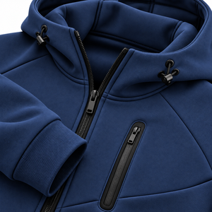 Men <b>Navy</b> <b>Blue</b> Hooded Tracksuit Full Sleeve Solid Color Casual Breathable Polyester Jogger Set Acid Wash Tech <b>Fleece</b> Custom Logo - Product Image 5