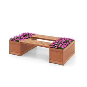 Eco-Friendly Acacia Wood Planter Box With Bench, Natural Raised Garden Bed For Vegetables, Flowers, Herbs Wholesale From Vietnam - Product Image 2