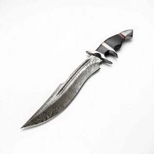 Couteau de préparation de cuisine artisanal en acier Damas avec sub-lame et manche en ébène, outil de présentation - Product Image 5