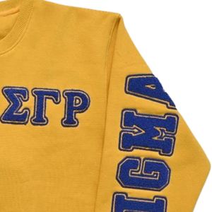 Sweat-shirt personnalisé à col rond et manches longues pour femme, motif chenille au dos, lettres grecques, Sororité Sigma Gamma Rho, vente en gros - Product Image 5