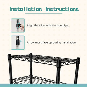 Étagère métallique mobile noire à 3 niveaux avec revêtement en poudre d'une capacité de 200kg pour restaurant, garage, cuisine, garde-manger et usage commercial - Product Image 4