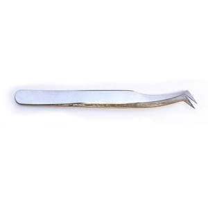 Pince à épiler incurvée en acier inoxydable avec pointe lisse antistatique, longueur 10 mm, pour application professionnelle des cils - Product Image 2