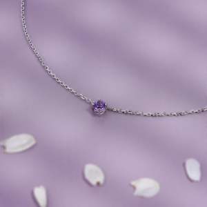 Collar con dijes de piedra de nacimiento solitarios para mujer, joyería de piedra de nacimiento, colgante de plata 925, dijes de piedra de nacimiento redondos personalizados con gemas. - Product Image 2