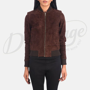 New Women's Brown Suede Panel Bomber <b>Jacket</b> High Quality Leather Suede <b>Biker</b> <b>Jacket</b> rugged soft suede leather <b>jacket</b> for women - Product Image 3