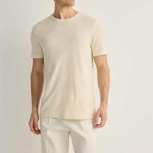 Camiseta de Manga Corta de Alta Calidad, Corte Regular, Mezcla de Lino y Algodón Premium, para Hombre - Product Image 5