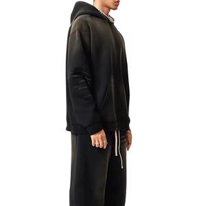 Conjunto Deportivo con Efecto Deslavado, Sudadera con Capucha y Pantalones, 100% Algodón, Estilo Holgado, Unisex - Product Image 2