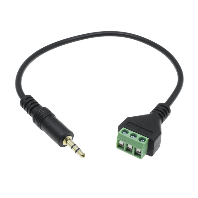 3.5mm Audio Plug 3Pin Male Female Screw Brass Gold-Plated 26-14AWG Solderless Terminal Block Speaker Connector Cable