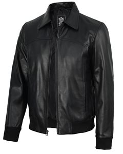 <b>Men's</b> <b>Genuine</b> <b>Leather</b> Bomber <b>Jacket</b> Stand Collar Zip Up Outerwear Casual Streetwear Bomber <b>Leather</b> <b>Jacket</b> for <b>Men</b> - Product Image 4