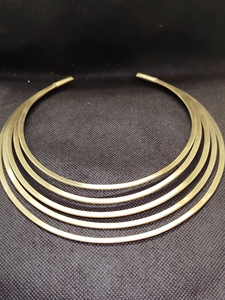 Handmade Gold Plated Brass Hasli <b>Necklace</b> with Natural Stone Bezel Setting for Women | Traditional Wedding Jewelry - Product Image 3