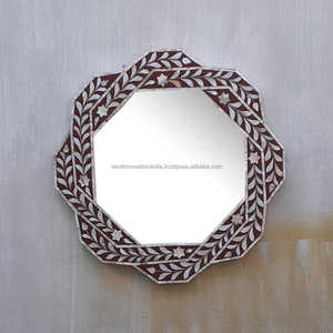 Espejo decorativo con incrustaciones de hueso de lujo contemporáneo, espejo de pared con marco de madera versátil para sala de estar, decoración del hogar, Art Deco para cada - Product Image 3