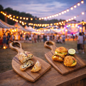 Tablas de Cortar de Madera de Acacia con Borde Natural, Diseño de Lujo Irregular, para Parejas, con Asa - Product Image 1