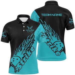 Premium Quality Men's Knitted Sporty <b>Bowling</b> for Shirts with Custom Ball Pins & Logo Printing Breathable Fabric for Bowlers - Product Image 4